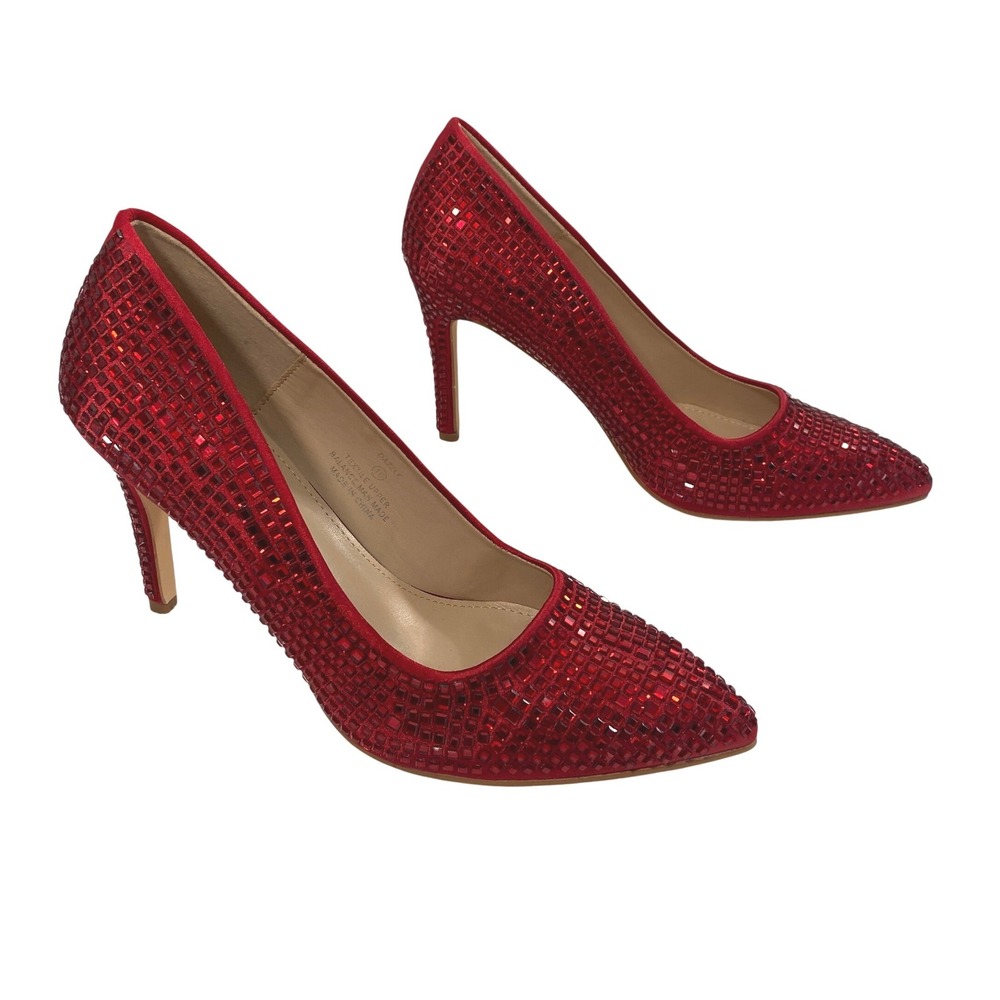 Lauren Lorraine Pumps Womens 10 Dazzle Red Embellished Stiletto Heels Glam Party - Picture 2 of 13